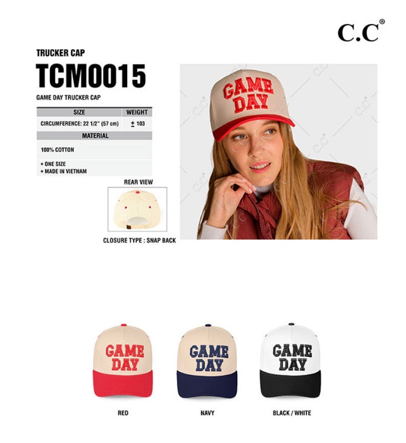 C.C Game Day Embroidered Cotton Cap