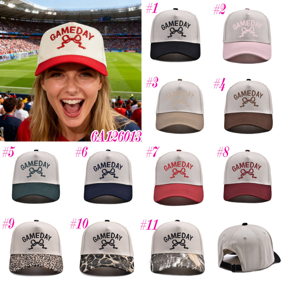 Game Day Bow Embroidered Hat